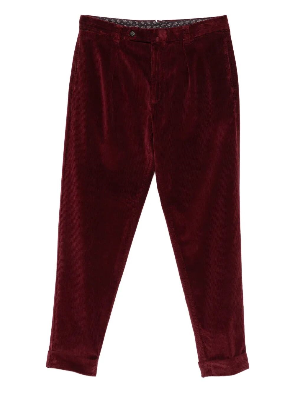 Berwich Pleated Corduroy Trousers In Burgundy