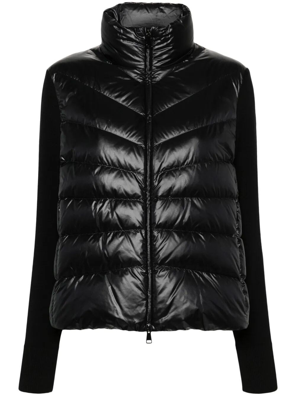 Moncler Womens Black Funnel-neck Brand-patch Regular-fit Shell-down Jacket In Black
