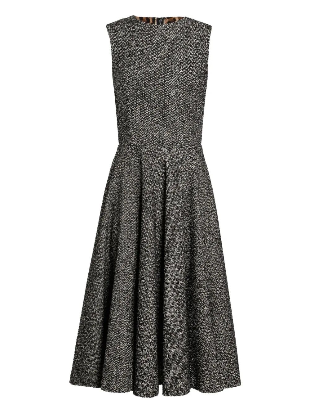 Dolce & Gabbana Sleeveless Dress With Chevron Print In Gray