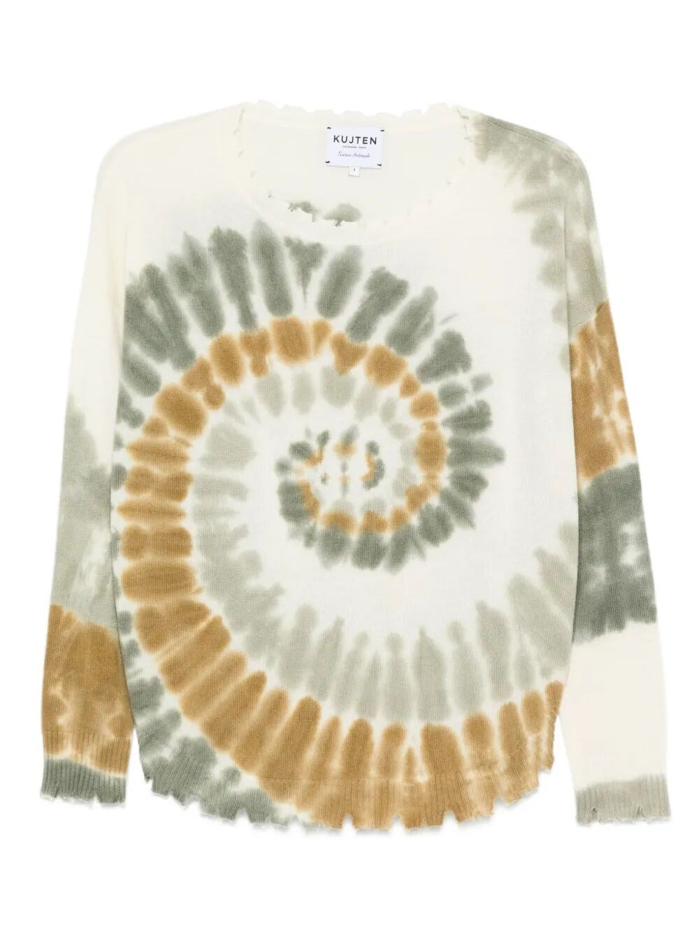 Kujten Tie-dye Frayed Sweater In Multi