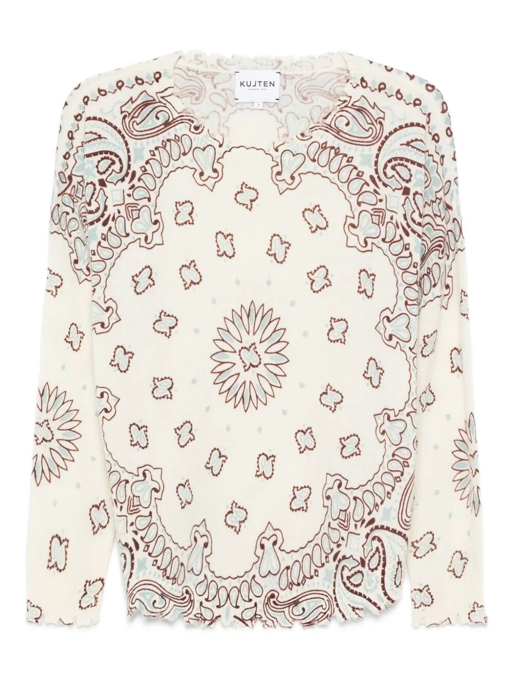 Kujten Paisley-print Ribbed-knit Top In White