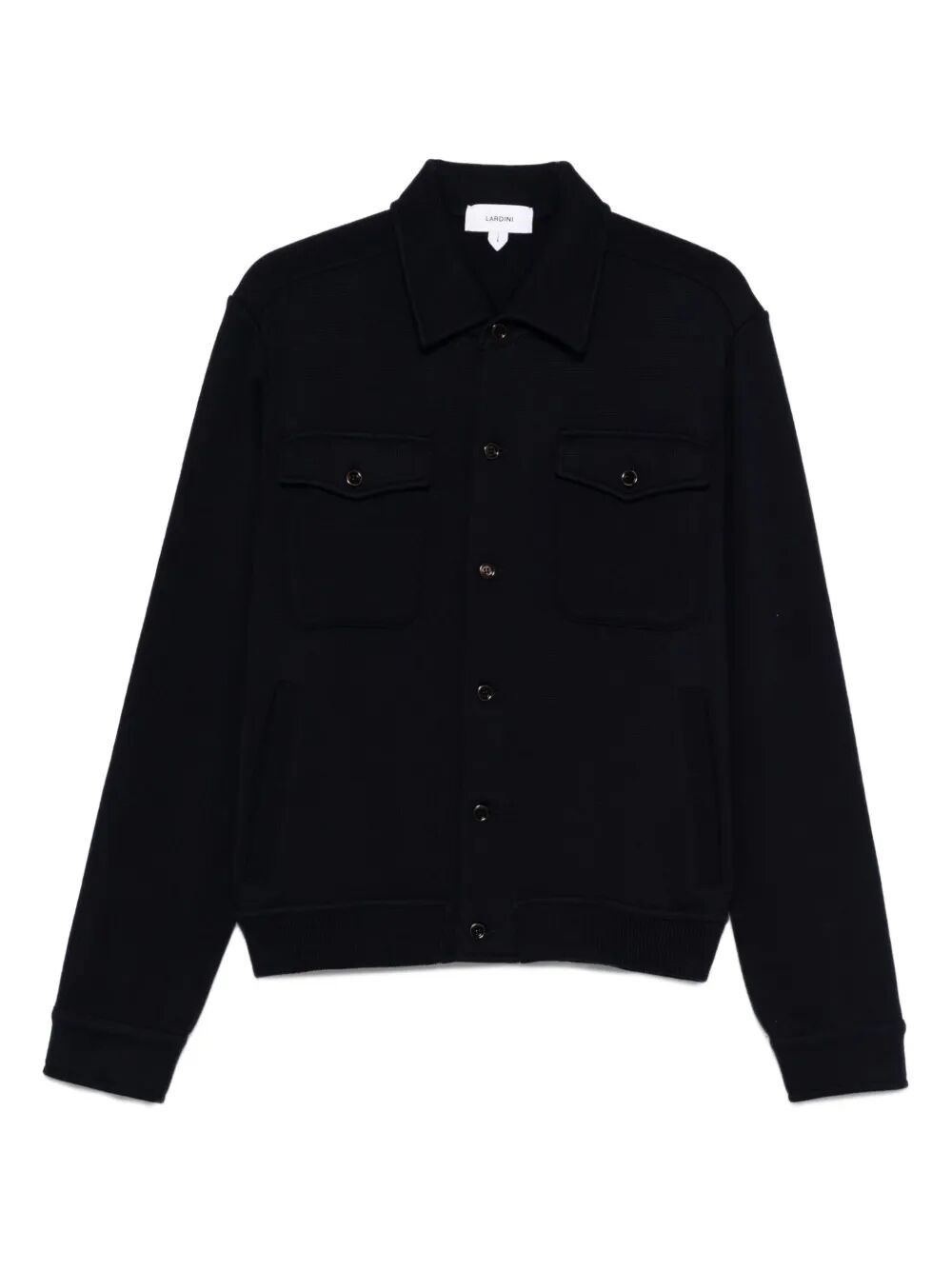 Lardini Button-up Knit Jacket With Chest Pockets In Black