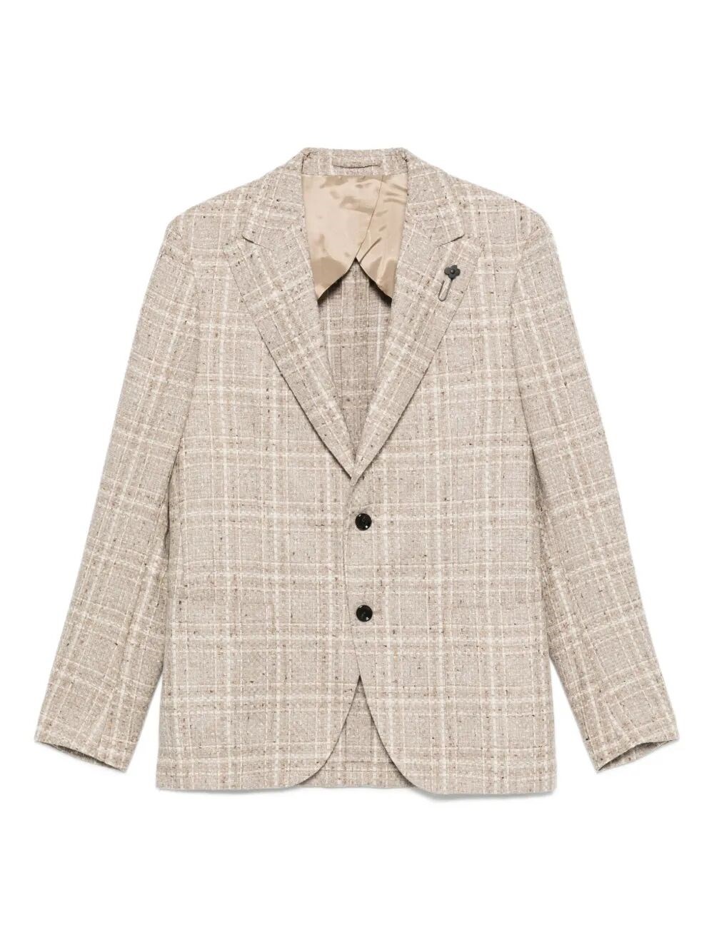 Lardini Checked Two-button Jacket In Brown