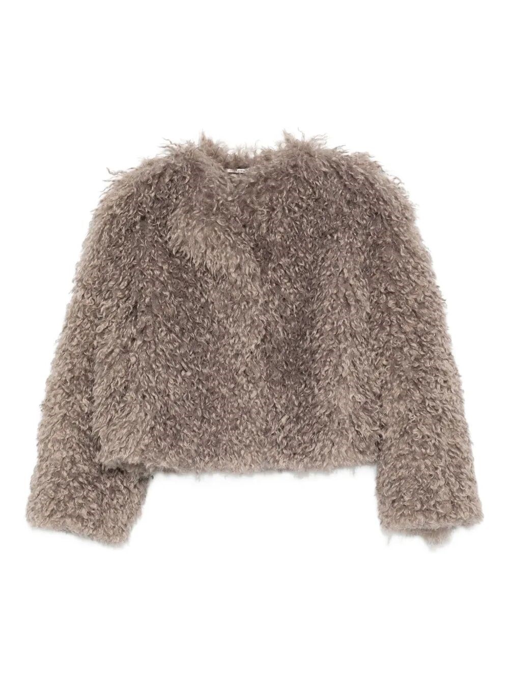 Tagliatore Teddy-textured Cropped Jacket In Gray