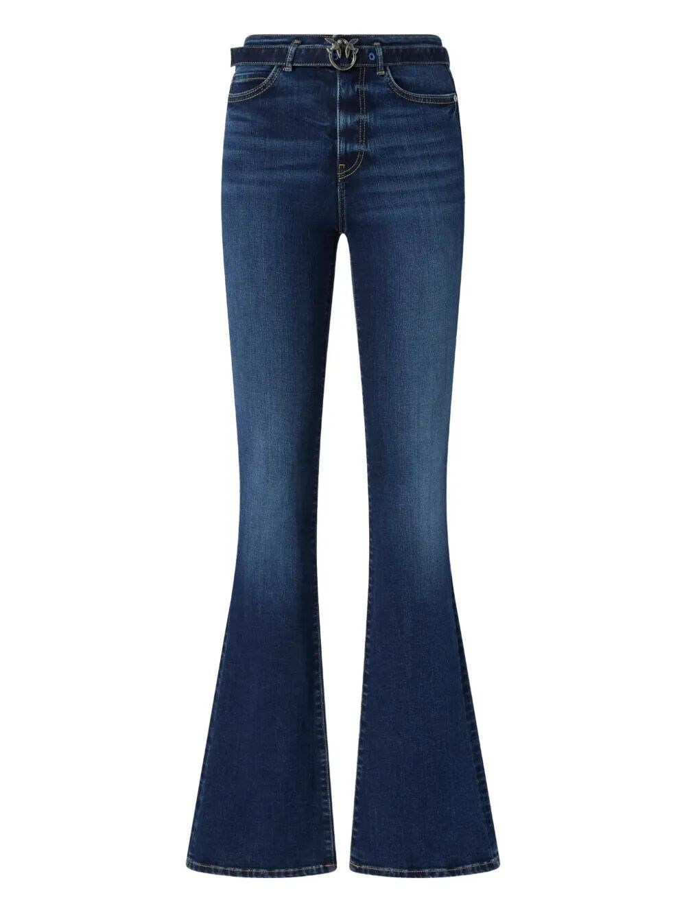 Pinko Flared Power Stretch Denim Jeans In Blue
