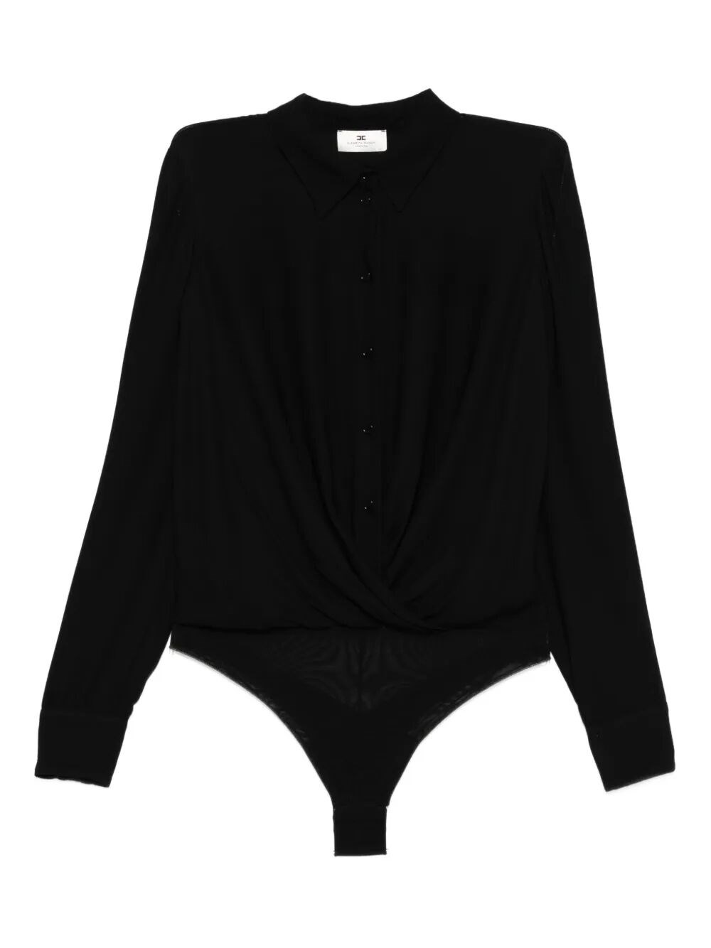 Elisabetta Franchi Twist-front Button Bodysuit In Black