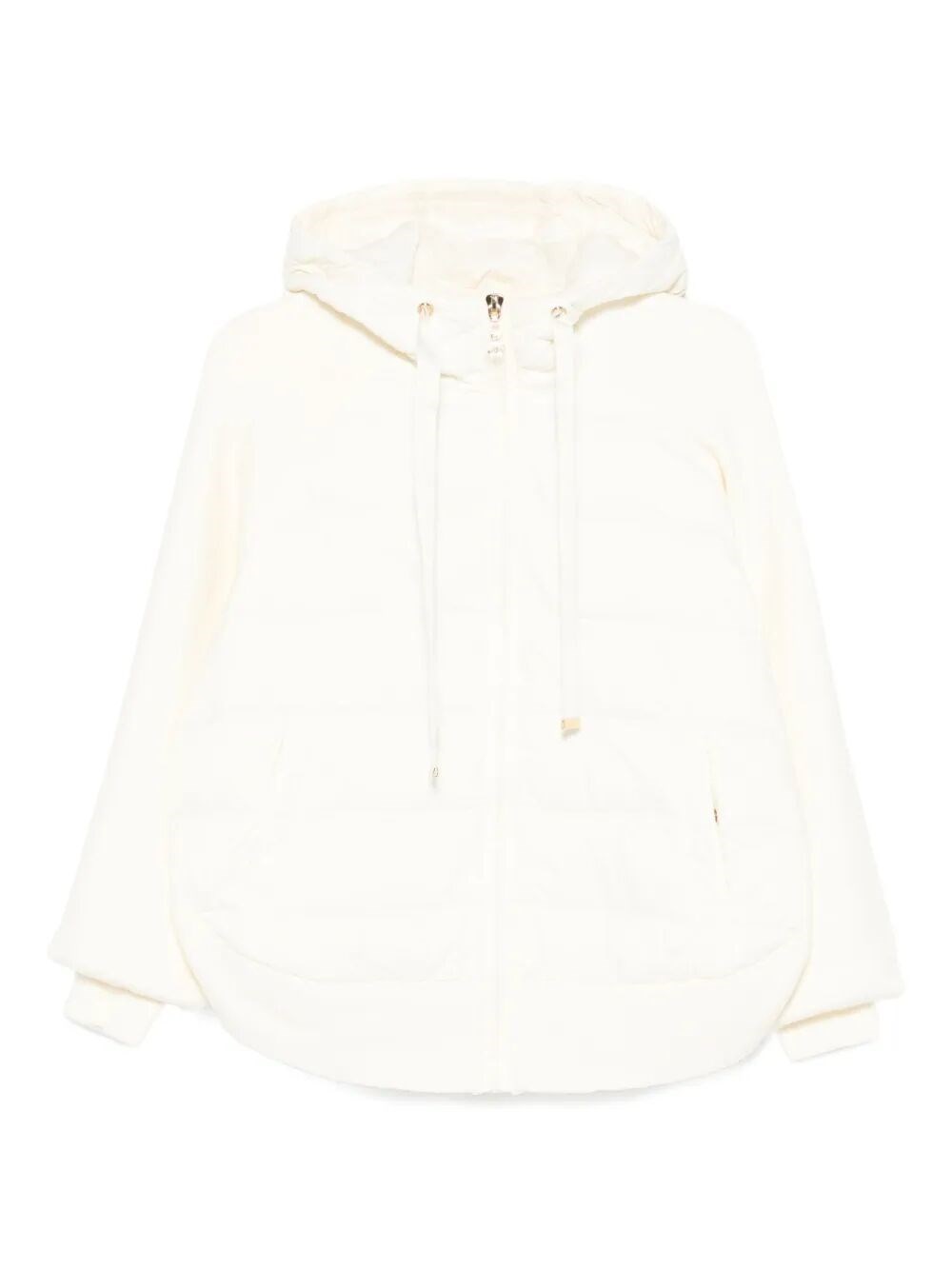 Twinset Twin-set Hooded White Polyamide Jacket In Neutral