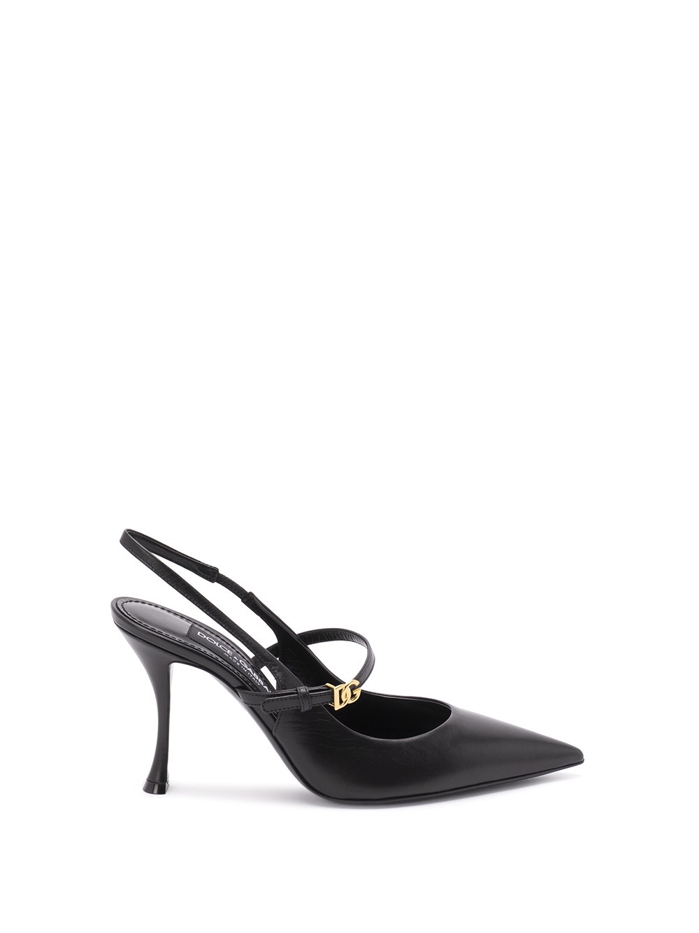 Dolce & Gabbana Pointed Toe Slingbacks With Delicate Ankle Strap In Black