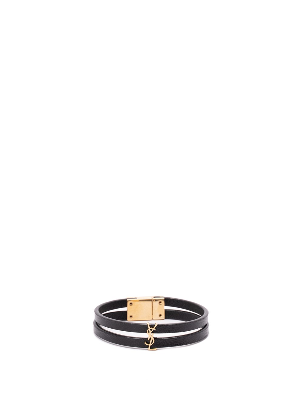 Saint Laurent `cassandre` Double-strand Bracelet In Black