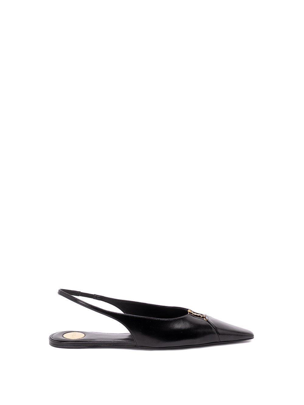 Saint Laurent Leather Slingback Ballet Flats With Pointed Toe In Black