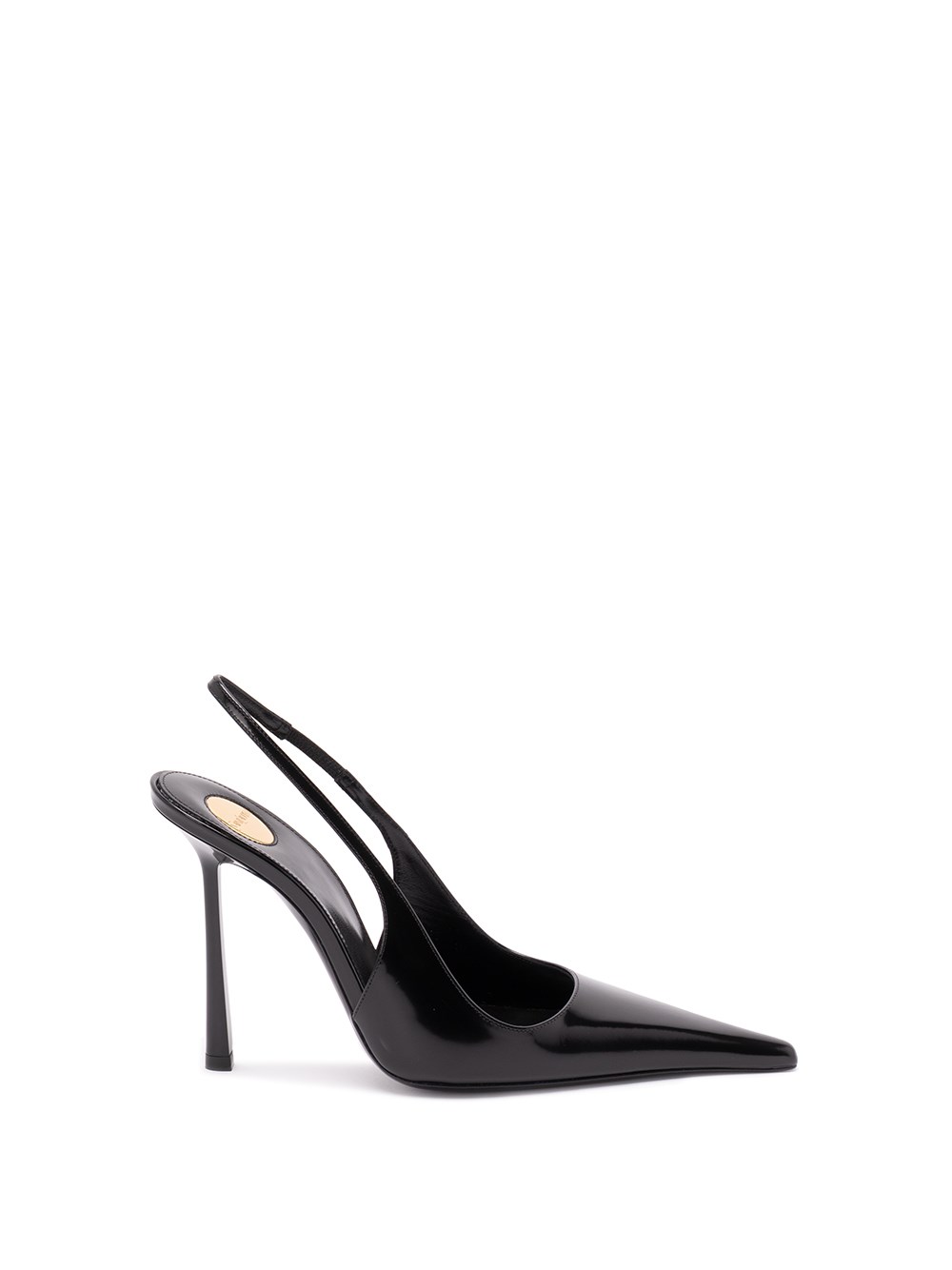 Saint Laurent Vendome Slingback Pumps In Glazed Leather In Black