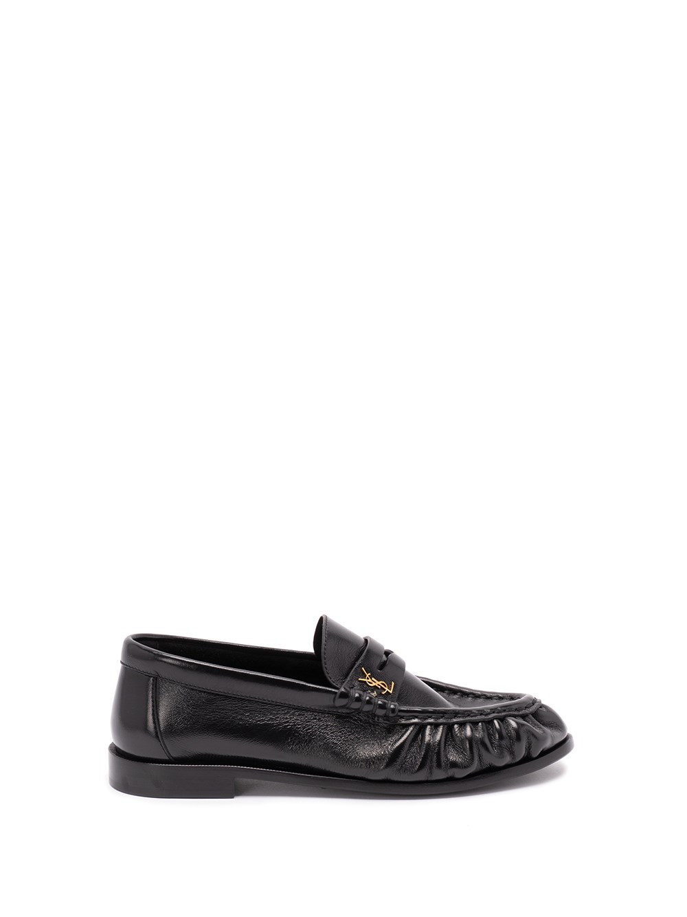 Saint Laurent Le Leather Ysl Penny Loafers In Black