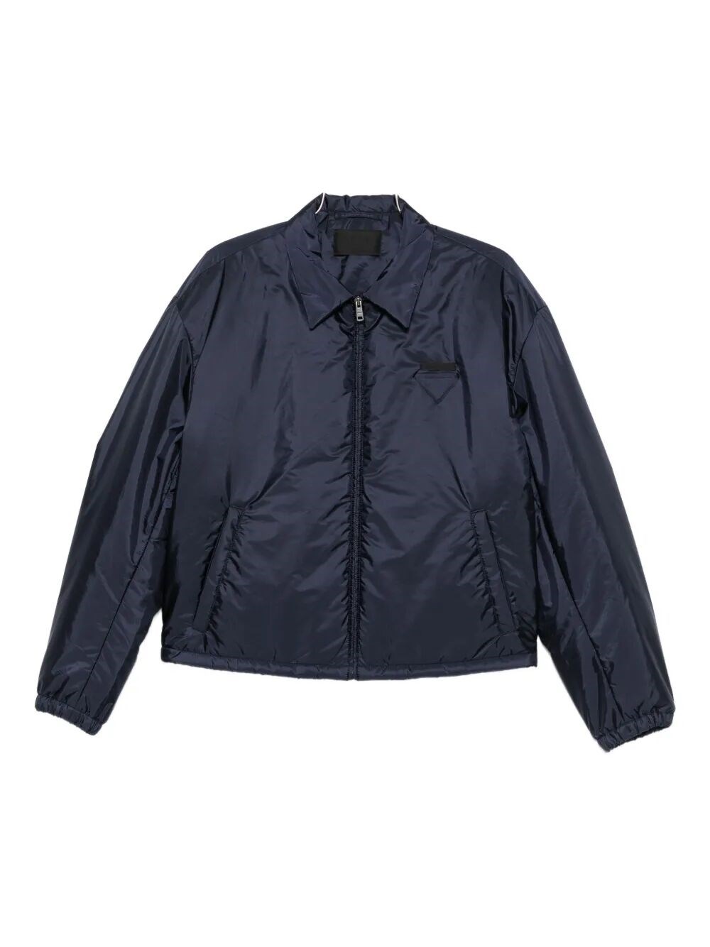 Prada Padded Jacket With Collared Design And Front Pocket In Blue