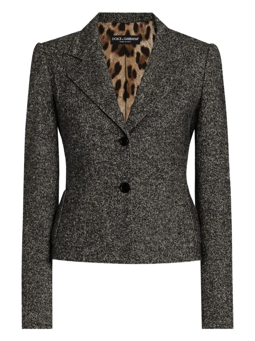 Dolce & Gabbana Tailored Single-breasted Wool Jacket With Textured Fabric In Gray