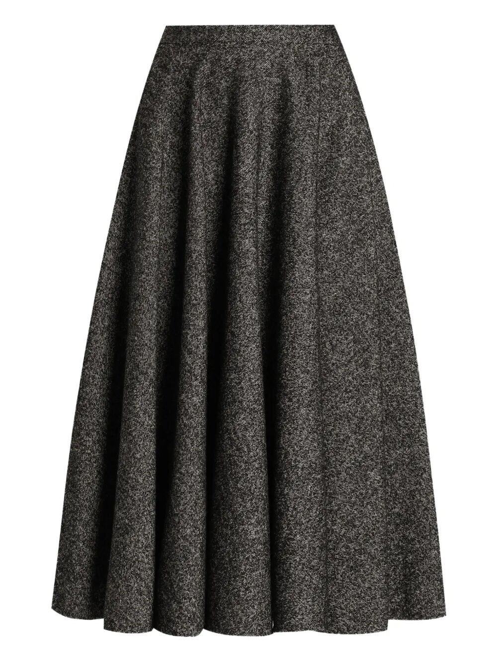 Dolce & Gabbana Midi Circle Skirt In A Dotted Wool Blend In Gray
