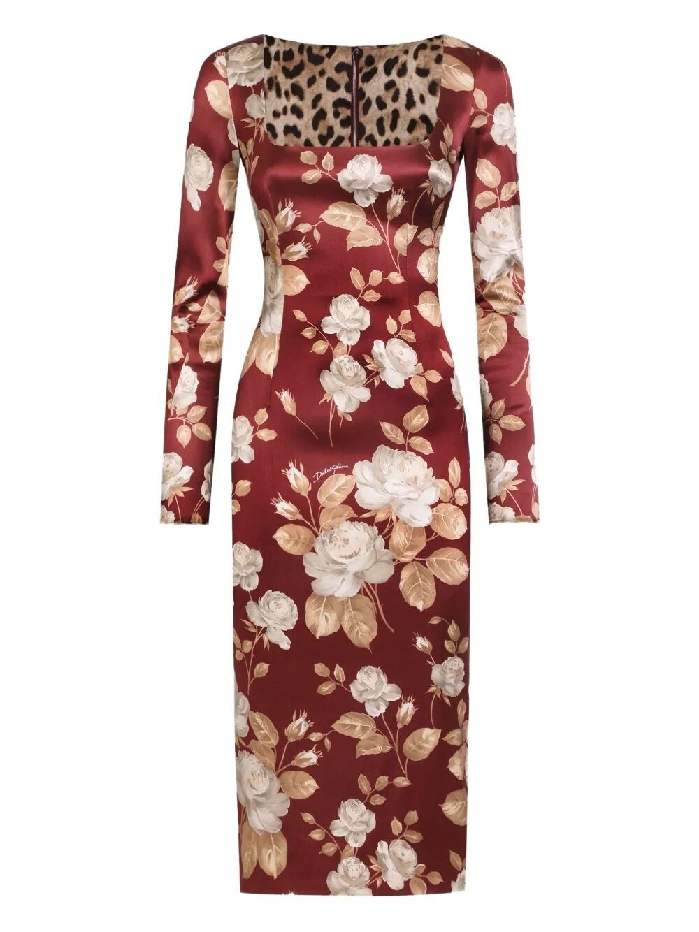 Dolce & Gabbana Floral Pattern Knee-length Dress With Long Sleeves In Multi