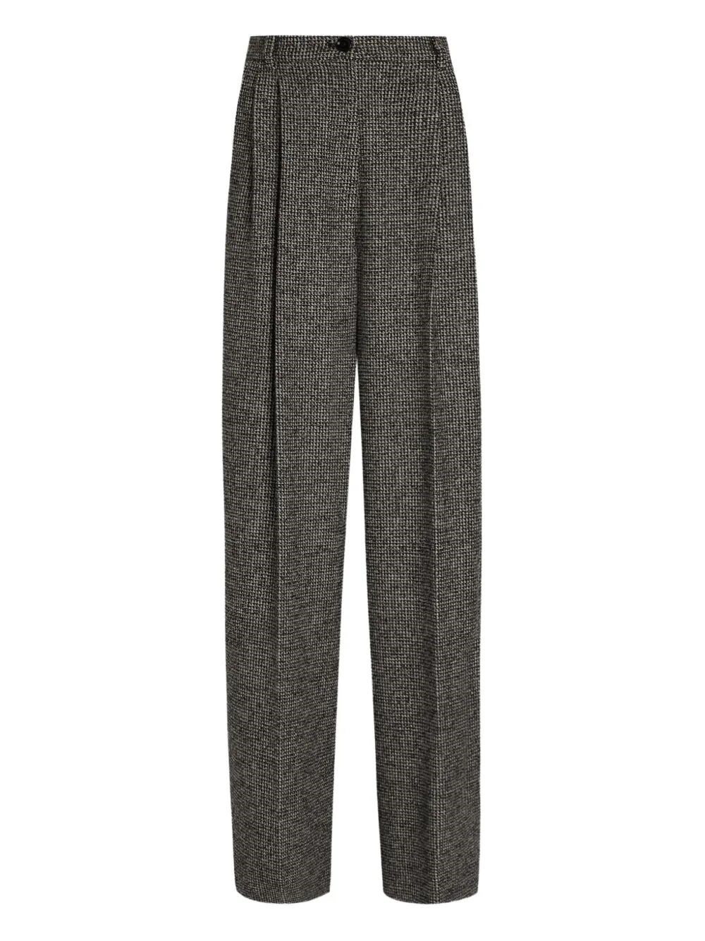 Dolce & Gabbana Wool Blend Trousers With Dotted Print In Gray