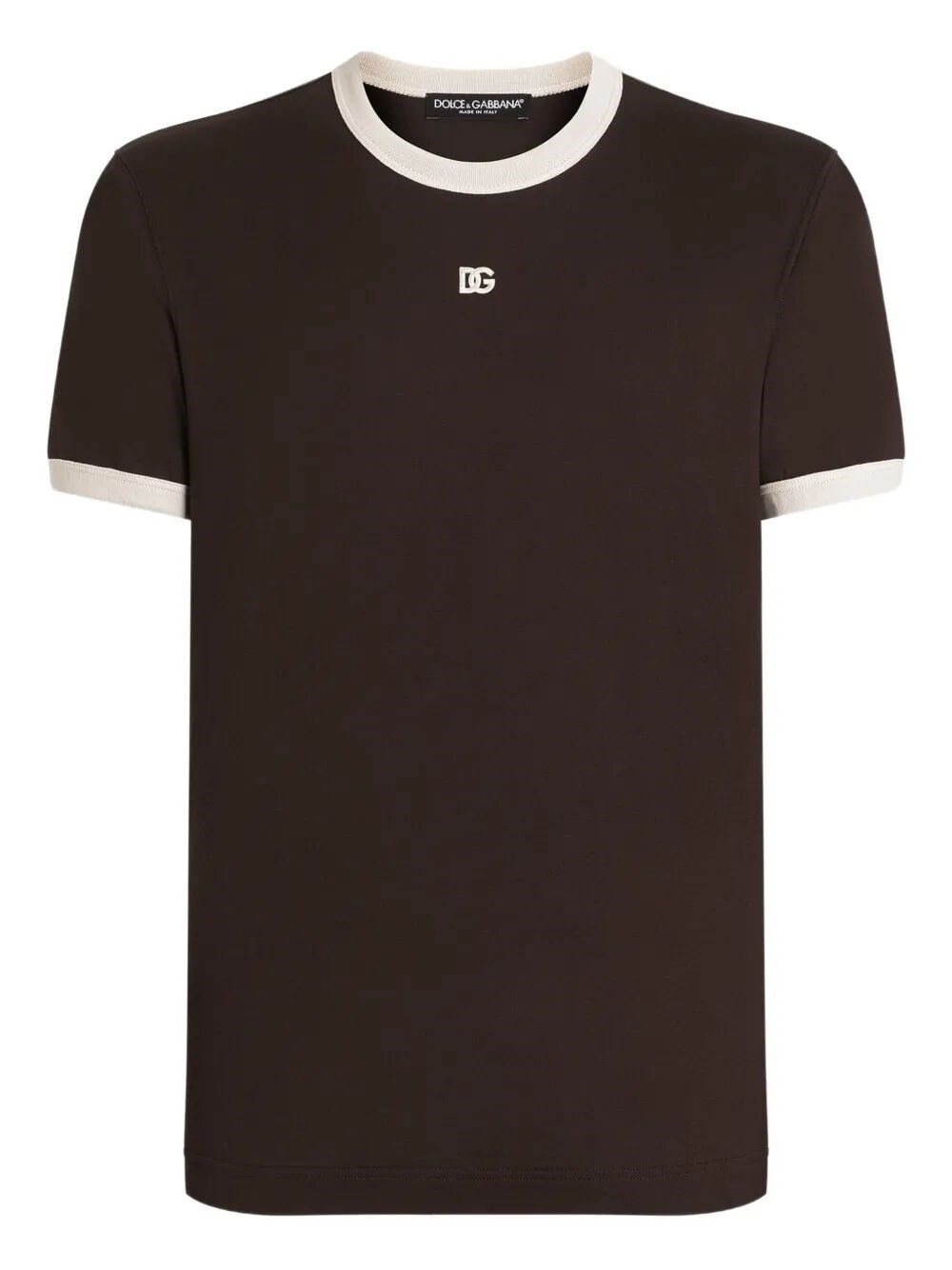 Dolce & Gabbana Men Short Sleeve Crew-neck T-shirt In Brown