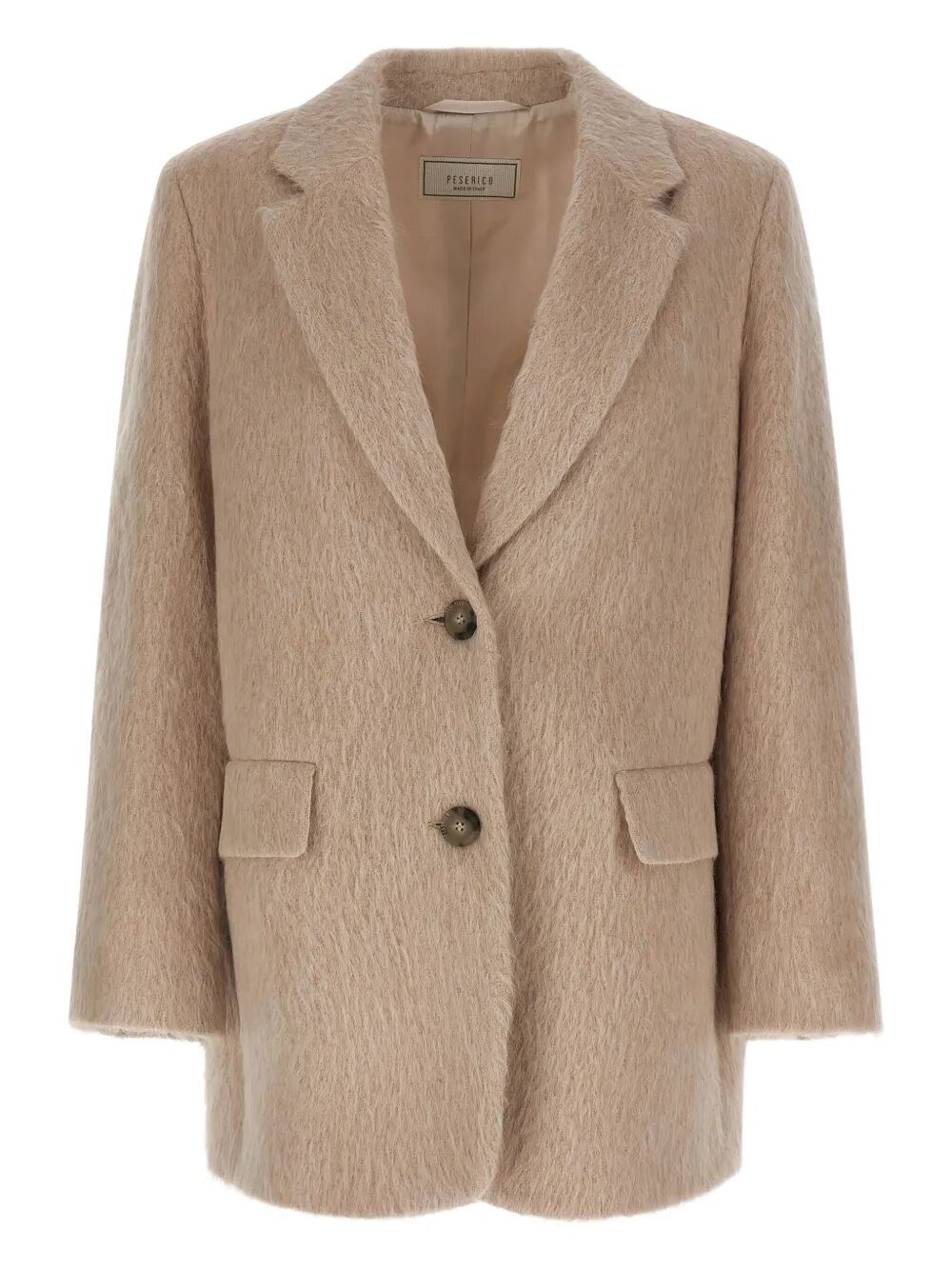 Peserico Alpaca And Wool Striped Single-breasted Blazer In Brown