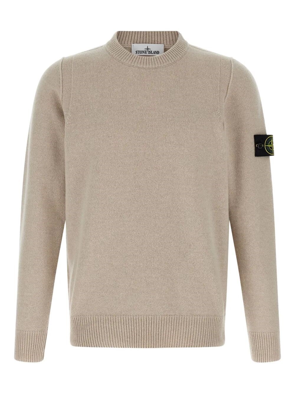 Stone Island Logo Badge Sweater Sweaters And Cardigans Beige In Sand