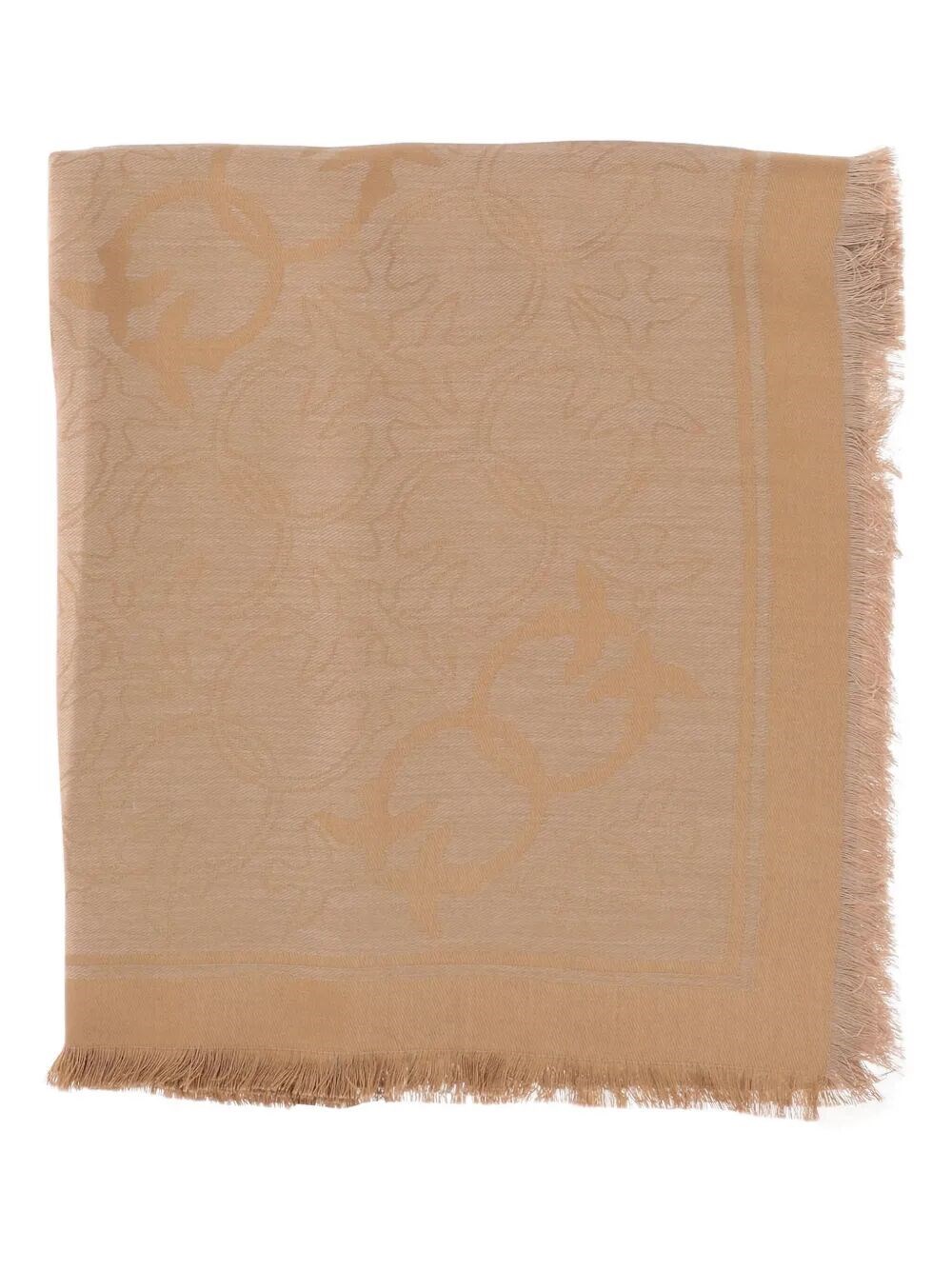 Pinko Viscose Blend Scarf With Love Birds Pattern In Sand