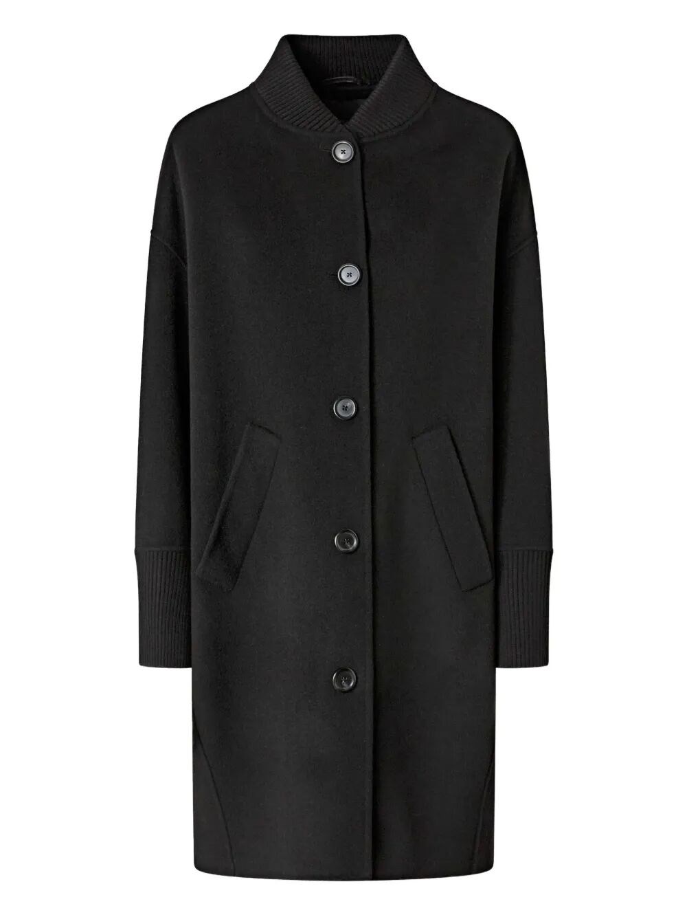 Pinko Long Double Cloth Coat In Black