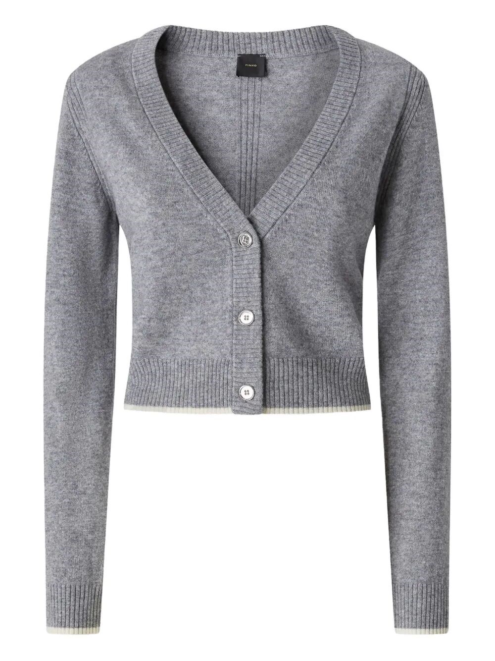 Pinko Cropped Cardigan In Gray