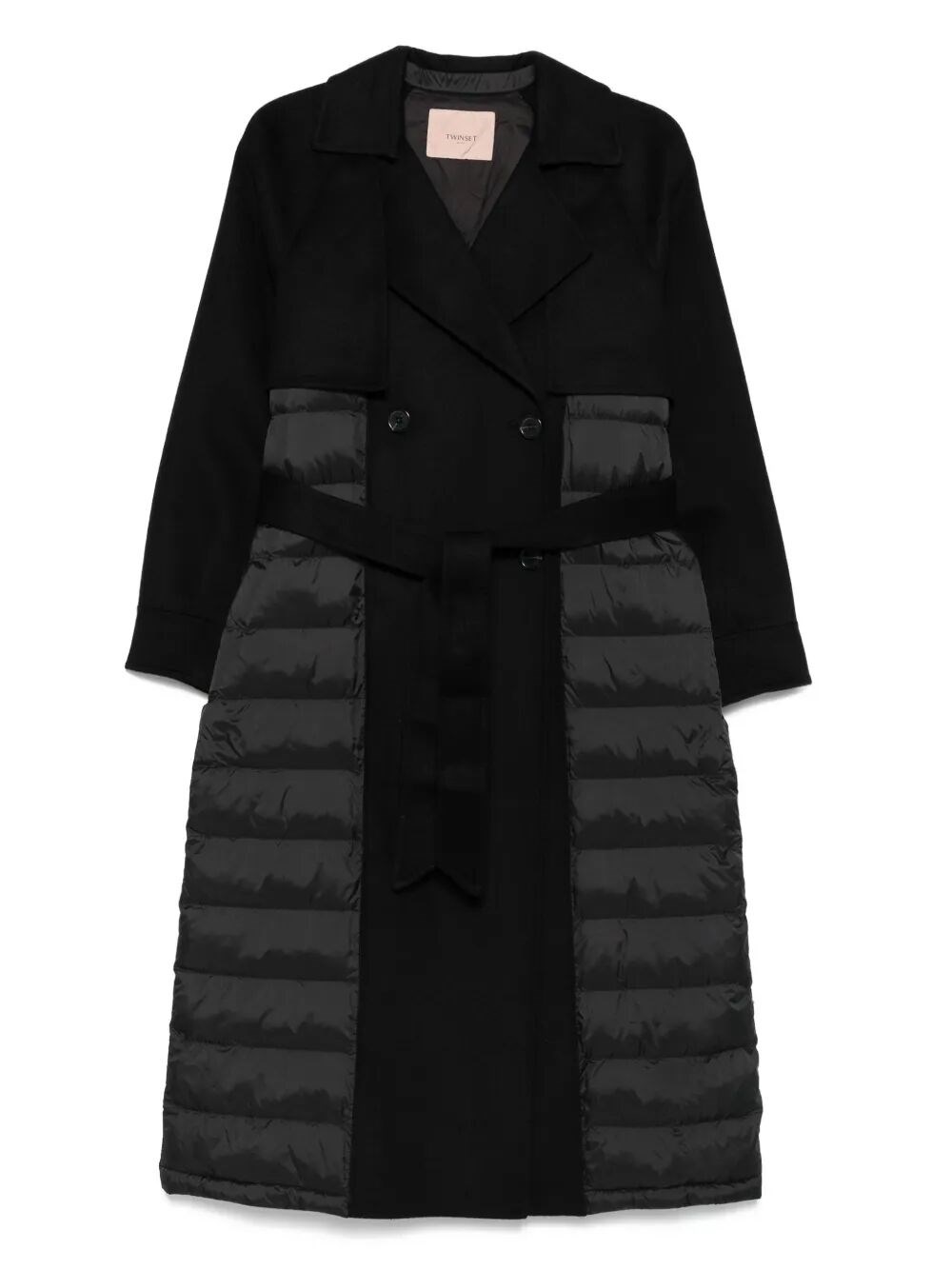Twinset Twin-set Long Double-breasted Coat In Black