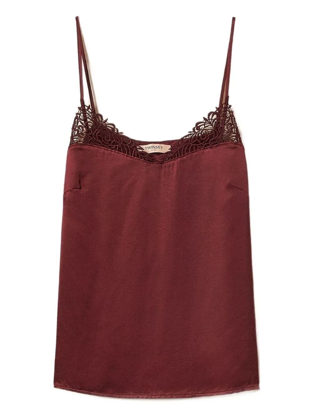 Twinset Lace-trimmed Top In Red
