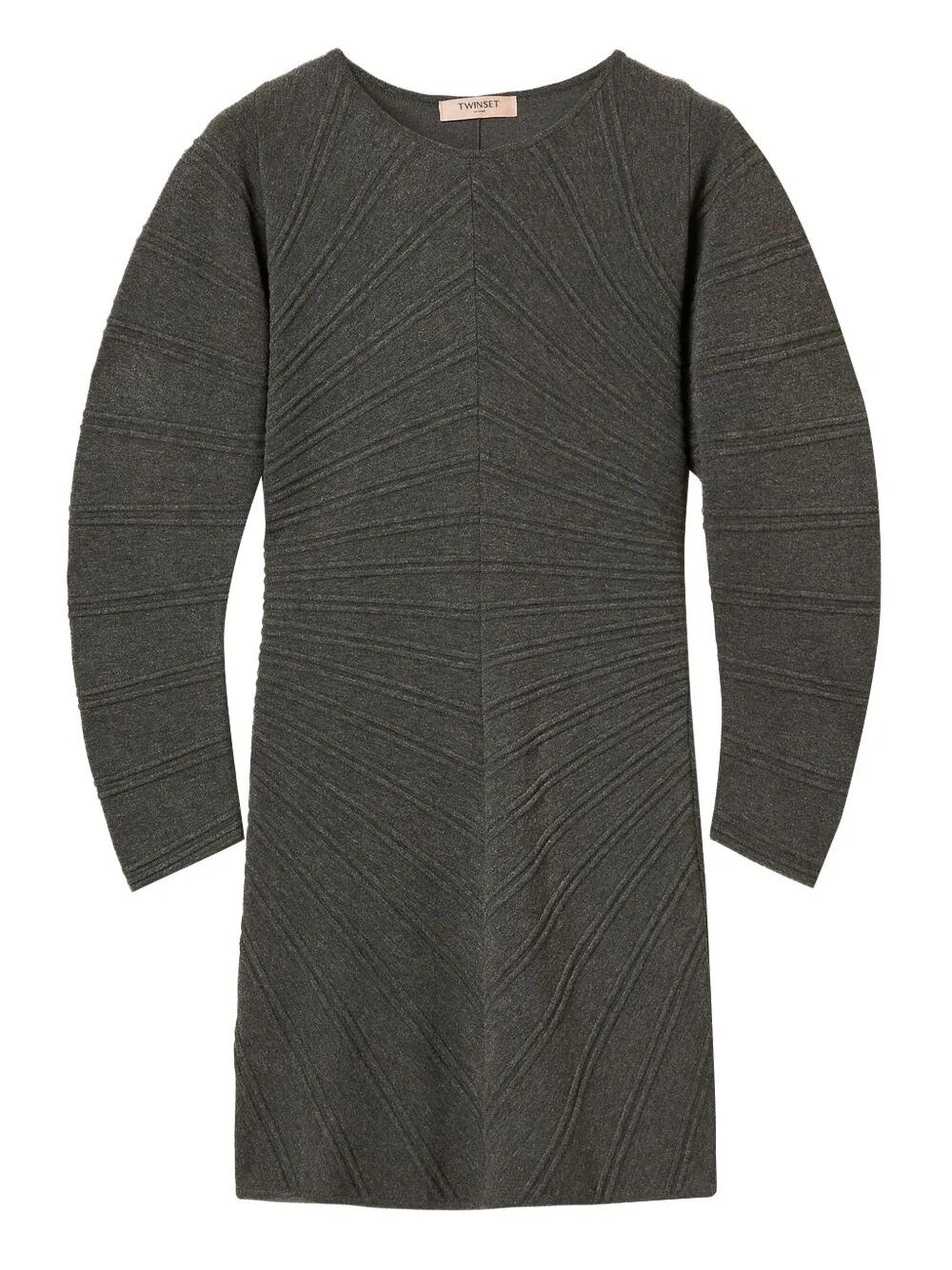 Twinset Robe Courte En Maille Avec Reliefs In Gray