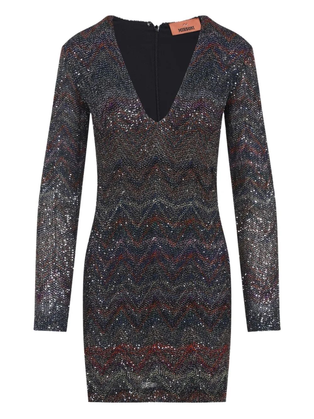 Missoni Fitted Mini Dress With Multicolored Zigzag In Multi