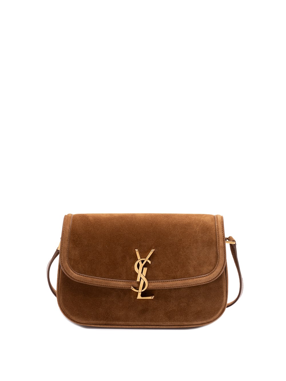 Saint Laurent Brown Solferino Medium Shoulder Bag In Yellow