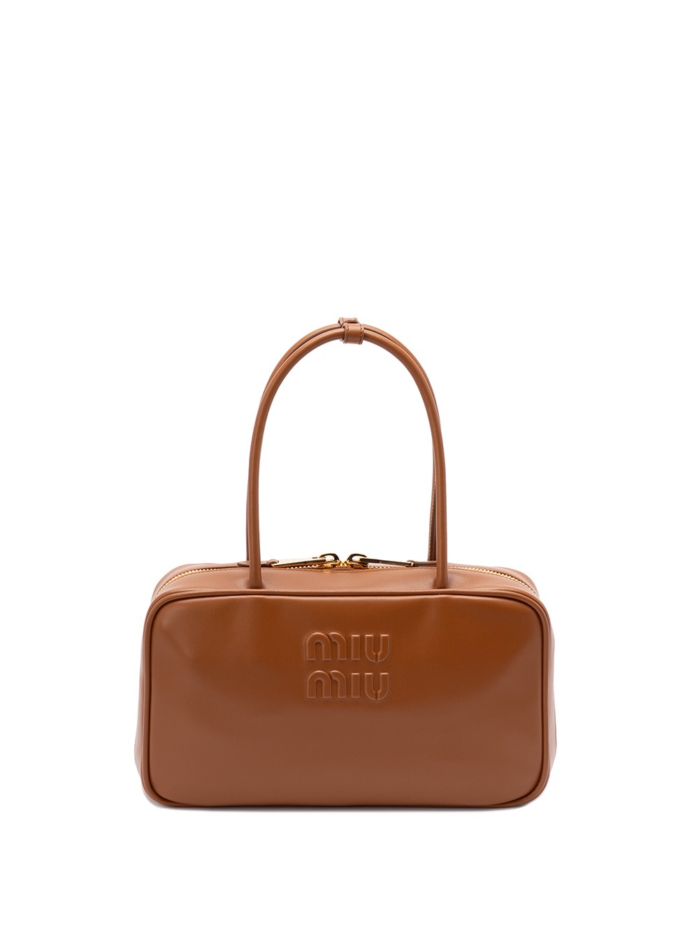 Miu Miu `beau` Leather Top-handle Bag In Brown