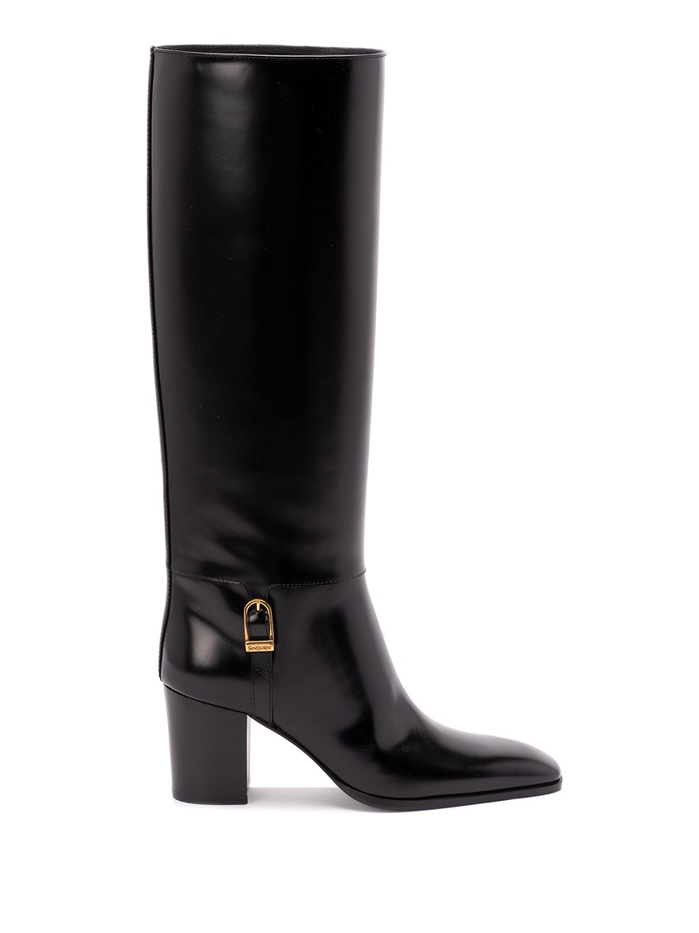 Saint Laurent Diane 100 Grained Leather Knee-high Boots In Black