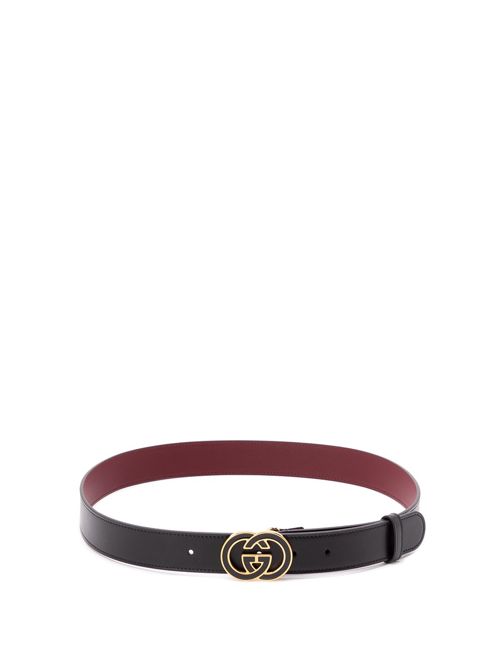 Gucci Black Gg Interlocking Buckle Belt Women In Black