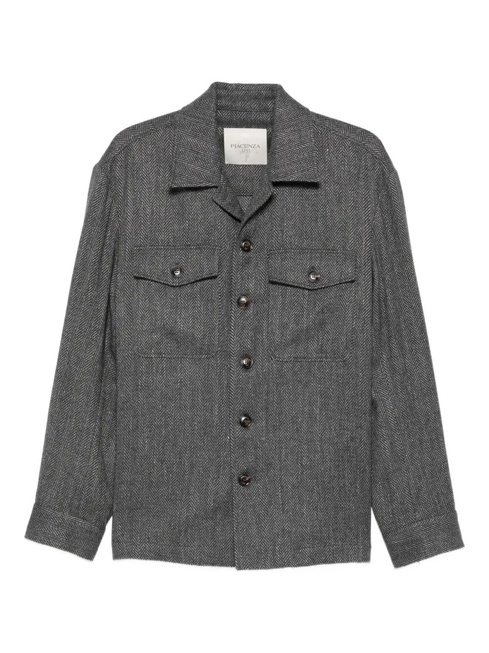 Piacenza 1733 Structured Herringbone Overshirt In Wool In Gray