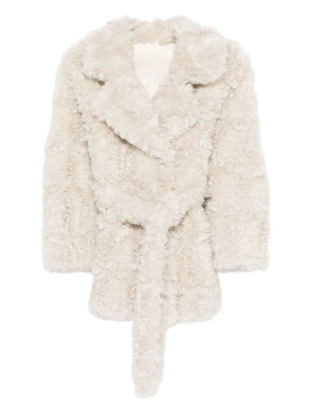 Valentini 1972 Plush Textured Jacket With Wide Collar In Neutral