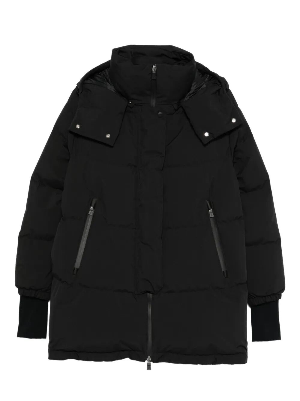 Herno Long Length Quilted Hooded Down Jacket In Black
