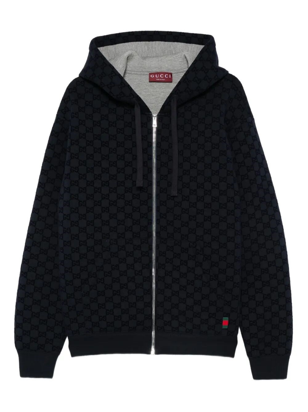 Gucci Printed Double Jersey Viscose Zip Jacket In Blue