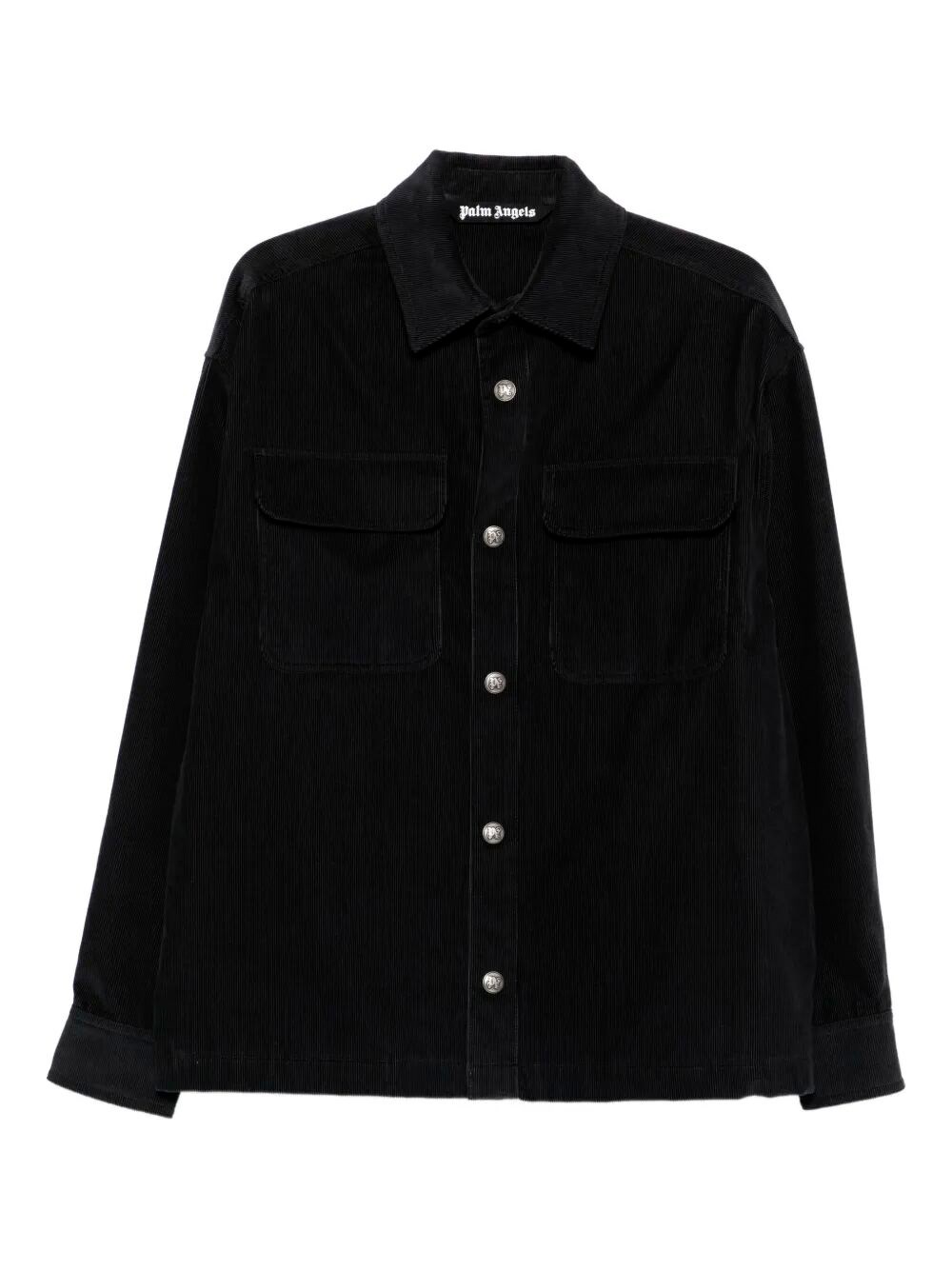Palm Angels Corduroy Button-fastening Overshirt In Gray