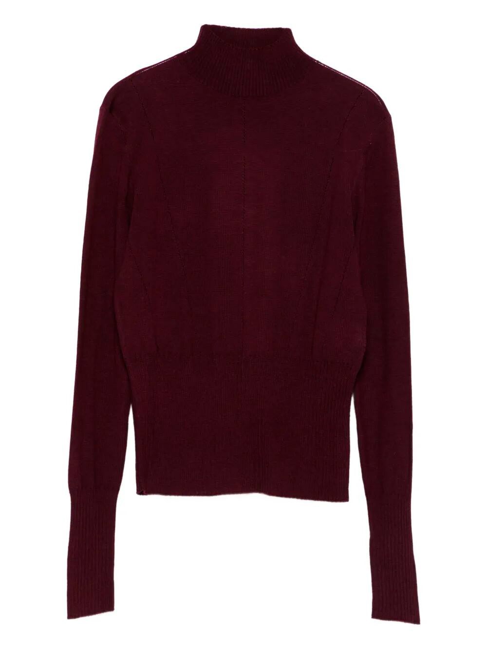 Patrizia Pepe Turtleneck Cashmere Sweater In Burgundy