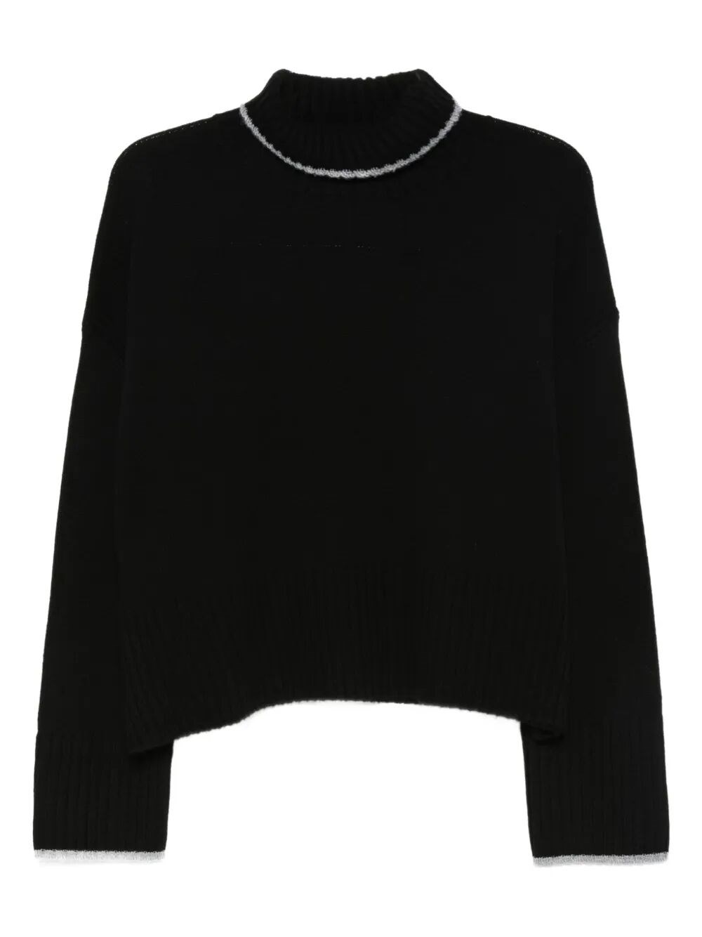 Pinko High-neck Cropped Sweater In Black