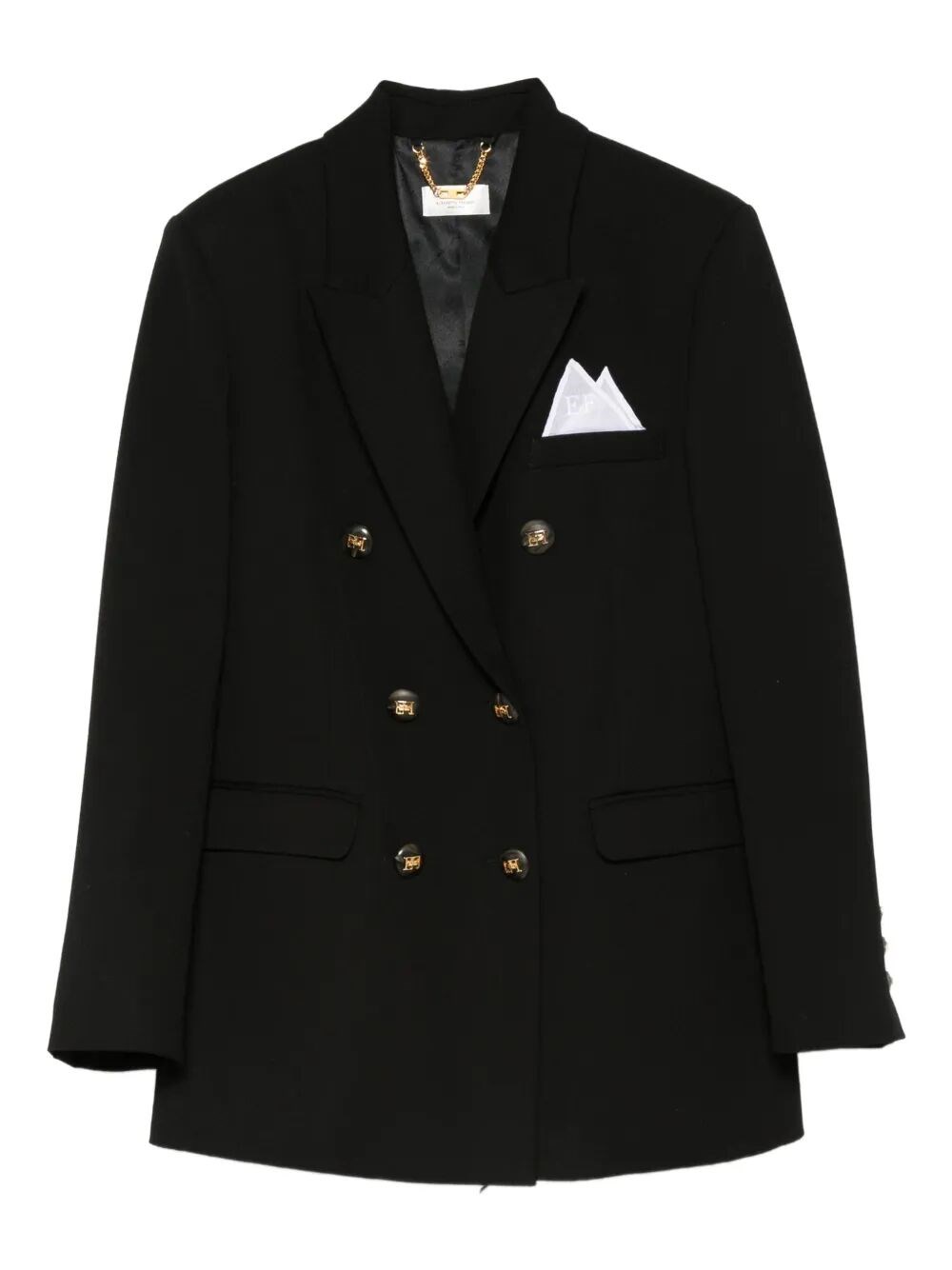 Elisabetta Franchi Cotton Gabardine Blazer With Breast Pocket Clothing In Black