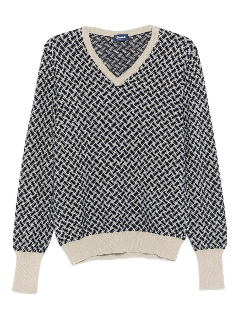 Drumohr Geometric-pattern V-neck Sweater In Multi