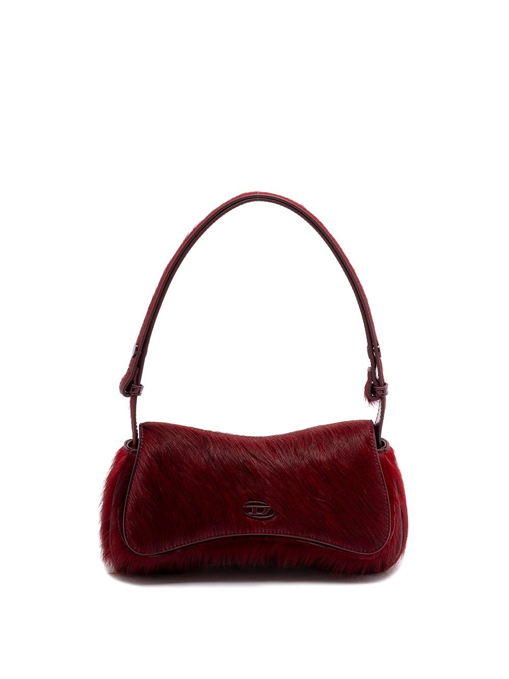 Diesel Bordeaux Synthetic Fur Shoulder Bag With Logo In Red