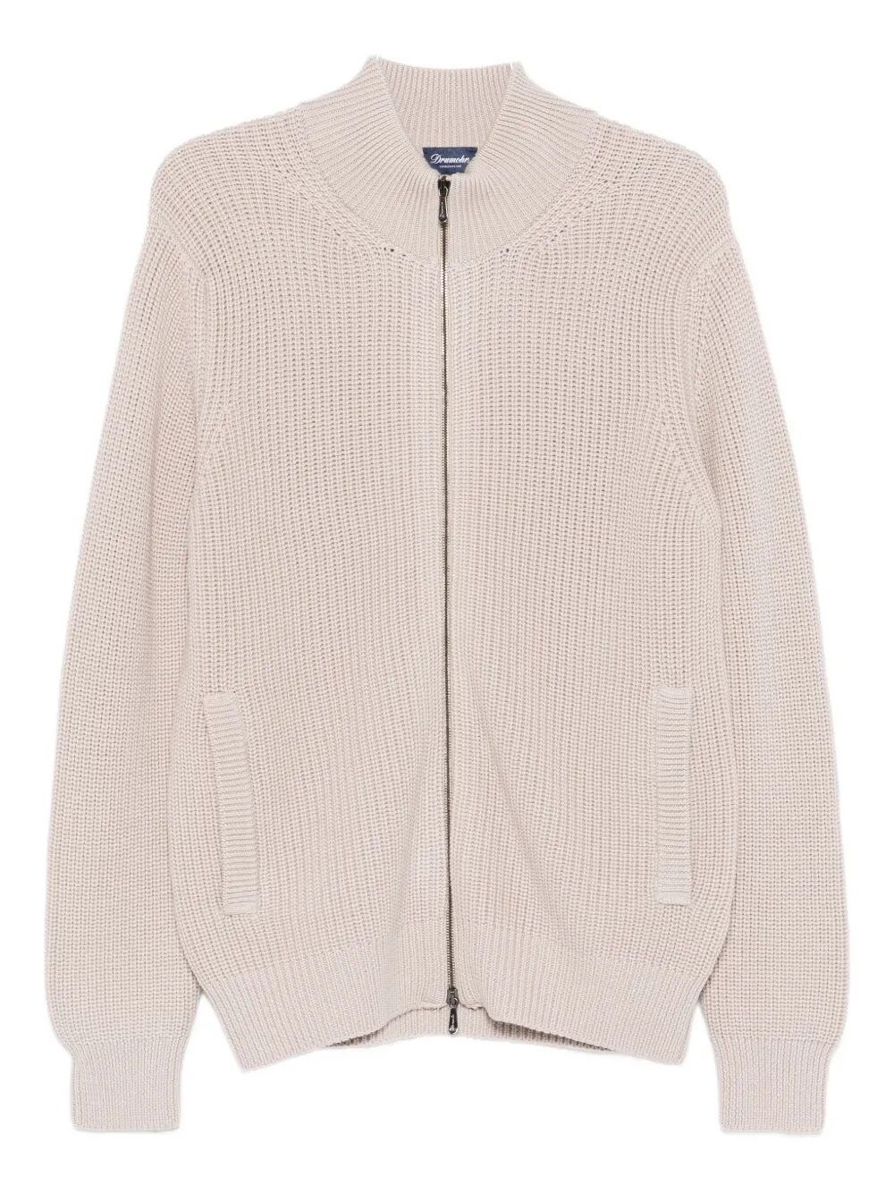 Drumohr Cardigan With Pockets And Zip In Sand