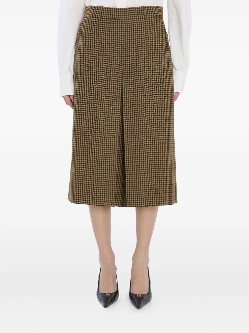 Saint Laurent Houndstooth Pattern Trousers With Belt Loops In Sand