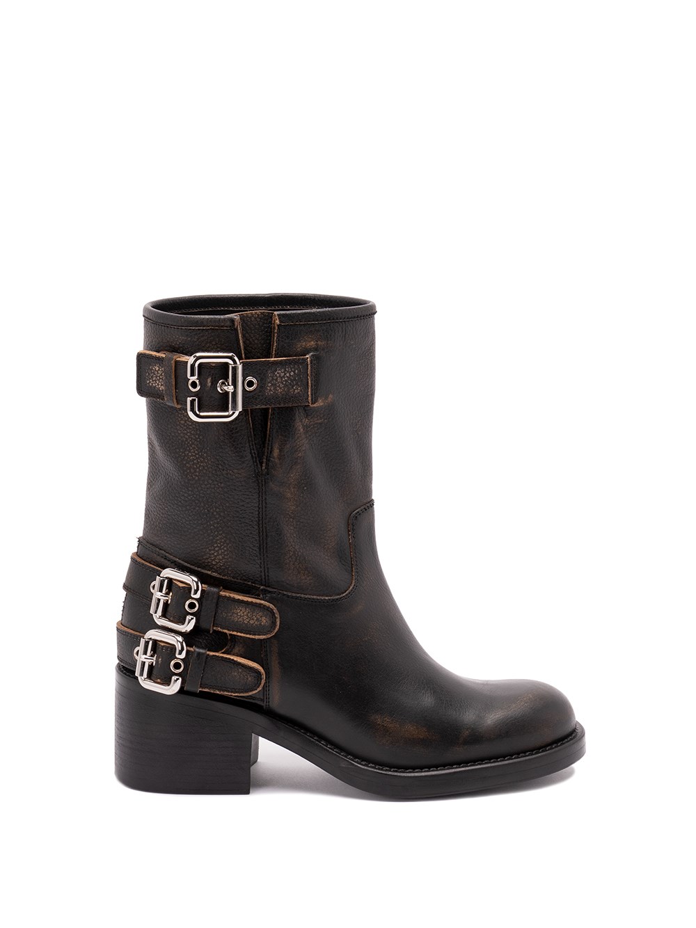 Chloé Dakota Block Heel Buckle Mid-calf Boots In Black