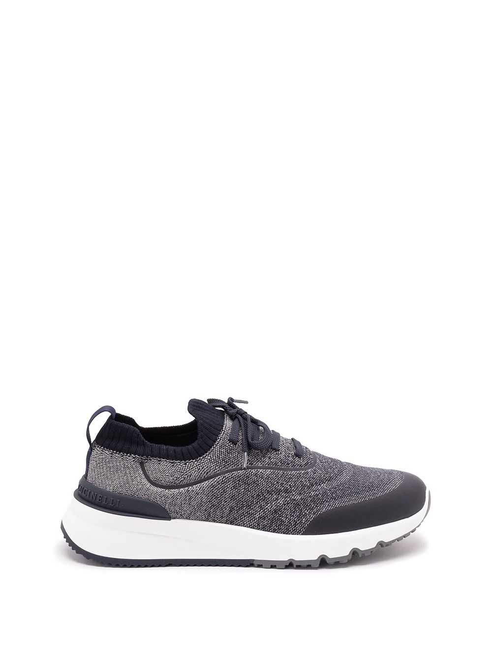 Brunello Cucinelli Runners In Techno Cotton Knit With Termonastrature Shoes In Blue