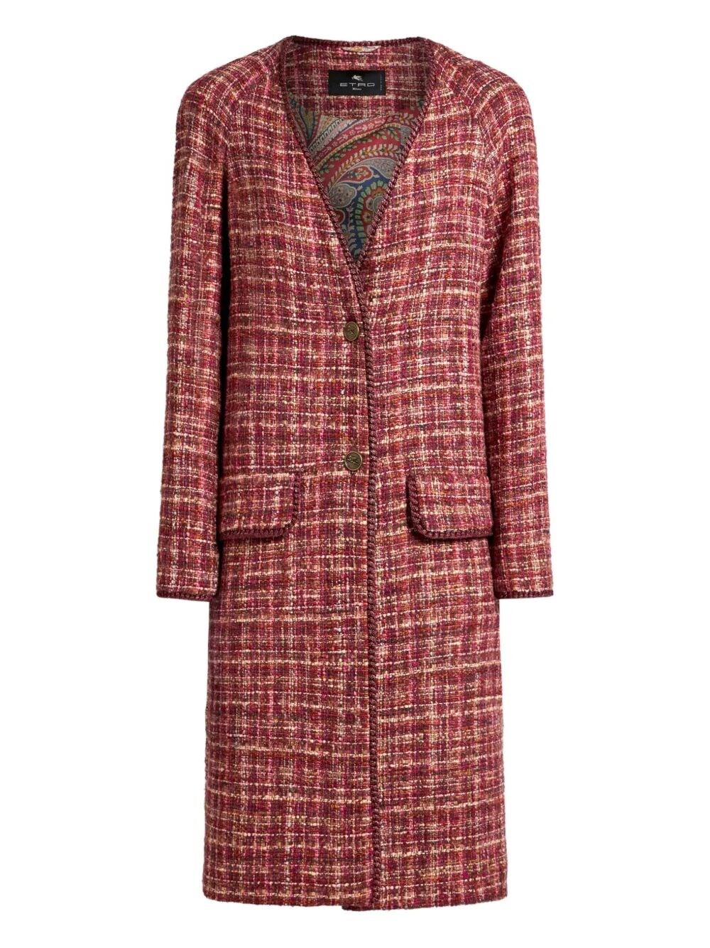 Etro Checked Cotton And Wool-blend Coat In Red